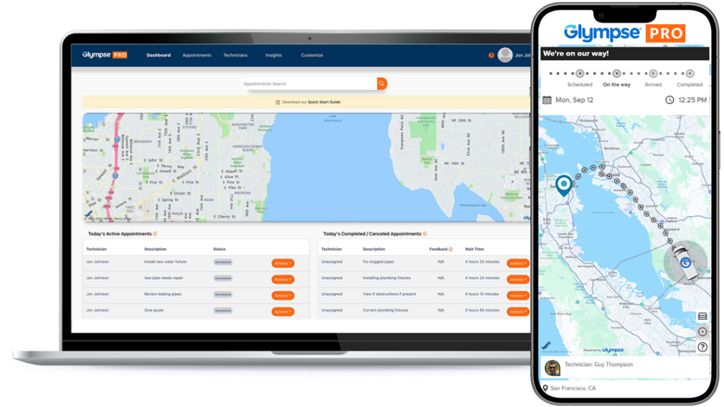 Glympse PRO Dashboard and App